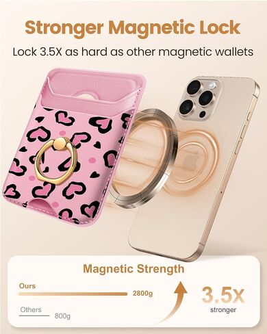 Shorogyt Compatible with Magsafe Wallet Magnetic Card Holder - Phone Wallets with Ring Stand Cute Fashion for iPhone 16/15/14/13/12 Series for Women Girls Black Flower Design, Fit 3 Cards in Saudi Arabia