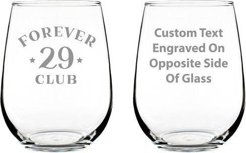Forever 29 Club - Stemless Wine Glass Birthday Gifts for Women & Men Turning 30-30th Bday Party Decor - Large 17 Oz Glasses in Saudi Arabia
