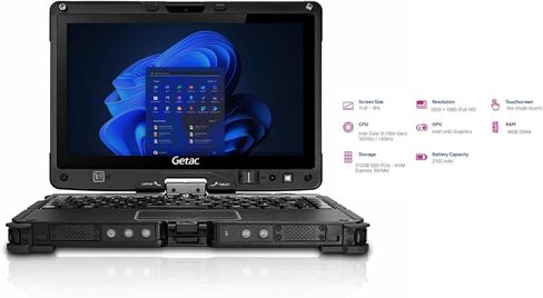 Getac V110 G6, Intel Core i5-10210U up to 4.2GHz, 11.6 inch FHD Touch Screen Sunlight Readable, 16GB, 256GB SSD, Webcam, Windows 11 Pro (Renewed) in Saudi Arabia
