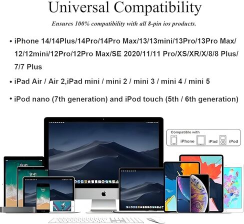 محول سماعة سماعات رأس iPhone المزدوج Lightning ، 2 حزمة 2 في 1 Lightning سماعة الرأس الصوت وشاحن محول الفاصل متوافق مع iPhone 14 13 12 11 XS XR x 8 7 6 ، دعم الصوت+الشحن+التحكم في مستوى الصوت in Kuwait