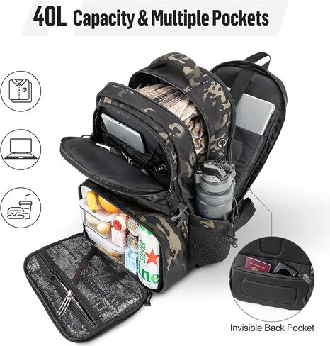 Jueachy Tactical Backpack with Lunch Box for Men: Laptop Compartment Bookbag with lunchbox for Work School for Women Mens in Kuwait
