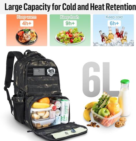 Jueachy Tactical Backpack with Lunch Box for Men: Laptop Compartment Bookbag with lunchbox for Work School for Women Mens in Kuwait