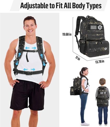Jueachy Tactical Backpack with Lunch Box for Men: Laptop Compartment Bookbag with lunchbox for Work School for Women Mens in Kuwait