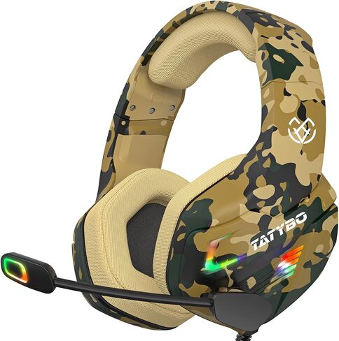 Tatybo Gaming Headset for PS4 PS5 Xbox One Switch PC with Noise Cancelling Mic, Stereo Surround Sound PS4 Gaming Headphones - Camo in Saudi Arabia
