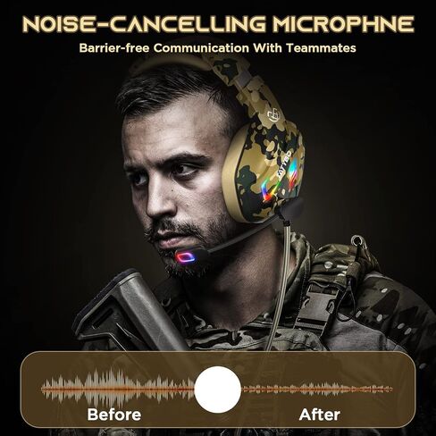 Tatybo Gaming Headset for PS4 PS5 Xbox One Switch PC with Noise Cancelling Mic, Stereo Surround Sound PS4 Gaming Headphones - Camo in Saudi Arabia