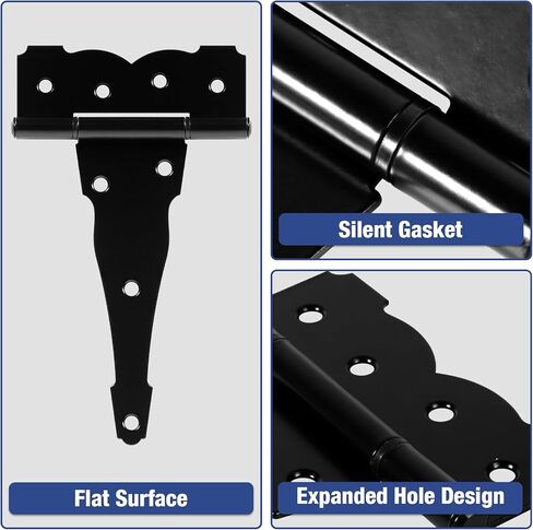 TDCHINGES Heavy Duty T-Strap Door Hinge Shed Storage Gate Barns Tee Hinges Matte Black Finish (6 Pack, 6Inch, 2.5mm) TH007 in Kuwait