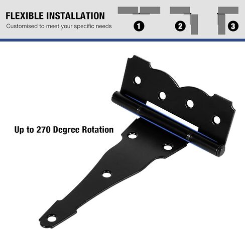 TDCHINGES Heavy Duty T-Strap Door Hinge Shed Storage Gate Barns Tee Hinges Matte Black Finish (6 Pack, 6Inch, 2.5mm) TH007 in Kuwait