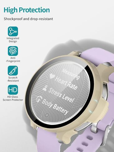 Case for Garmin Lily 2 Active, Case with Screen Protector,Built-in 9H Tempered Glass Film, Hard PC, NOUKAJU Protective Cover for Lily 2 Active (Milk-White) in Saudi Arabia