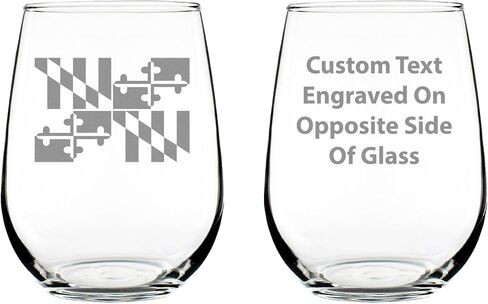 Maryland Flag Stemless Wine Glass - State Themed Drinking Decor and Gifts for Marylander Women & Men - Large 17 Oz in Saudi Arabia