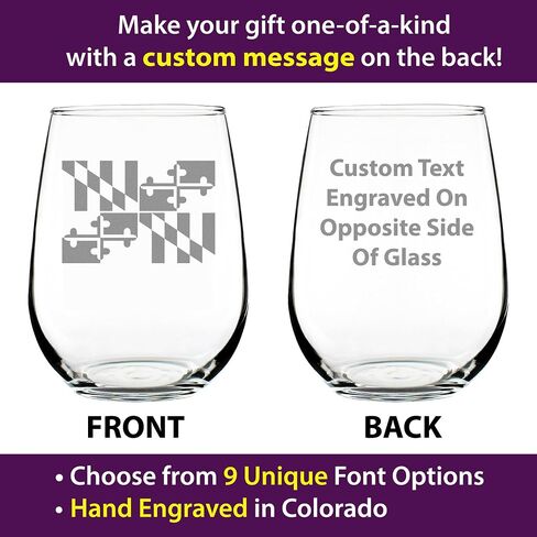 Maryland Flag Stemless Wine Glass - State Themed Drinking Decor and Gifts for Marylander Women & Men - Large 17 Oz in Saudi Arabia