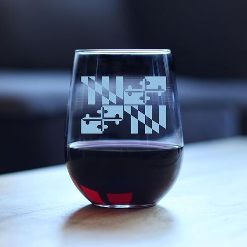 Maryland Flag Stemless Wine Glass - State Themed Drinking Decor and Gifts for Marylander Women & Men - Large 17 Oz in Saudi Arabia