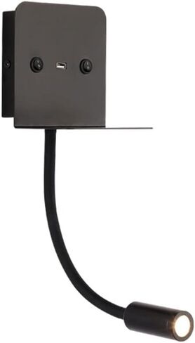 Flexible Headboard Reading Light Black LED Wall Mount Reading Lamp with USB Port and Switch On/Off, Adjustable Bedroom Bedside Reading Spotlight Up Down Aluminum Gooseneck Wall Sconces in Saudi Arabia