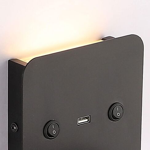 Flexible Headboard Reading Light Black LED Wall Mount Reading Lamp with USB Port and Switch On/Off, Adjustable Bedroom Bedside Reading Spotlight Up Down Aluminum Gooseneck Wall Sconces in Saudi Arabia