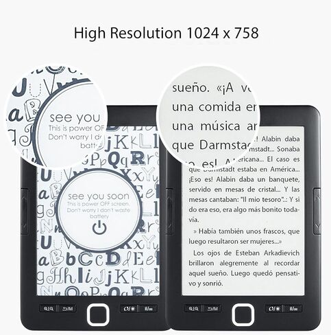 E Book Reader 6 ، تقنية شاشة اللمس الصديقة لـ Eye Reader HD ، تم إنشاؤها في ROM بسعة 8 جيجابايت ، وشرح نصية ، وتنسيقات ملفات متعددة مدعومة in Saudi Arabia