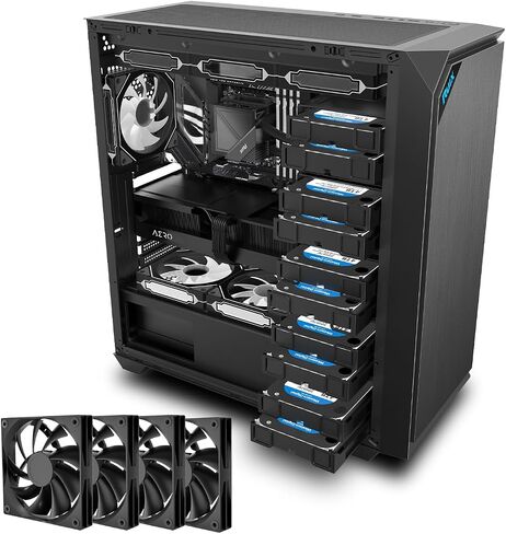 حالة كمبيوتر NAS/Server ، هيكل كمبيوتر تبرج هادئ مع المعجبين 4x120mm مثبت مسبقًا ، 11 * 3.5 "HDD+2 * 2.5" SSD ، 0.7 مم SPCC الصلب ، E-ATX/ATX/MICRO-ATX ، المبرد المزدوج 360 ملم ، أسود أسود in Kuwait