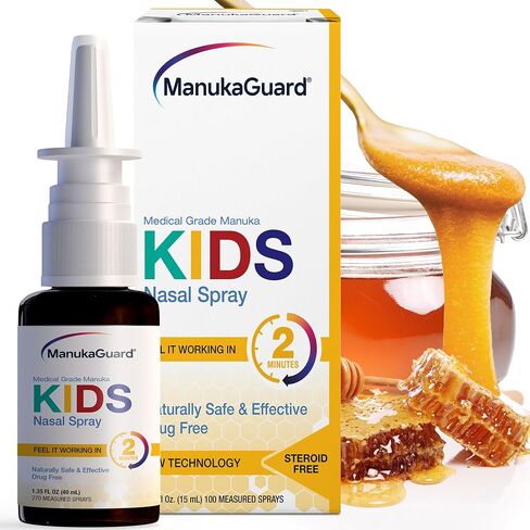 ManukaGuard Medical Grade Manuka Honey ImmuneGuard Nasal Spray with Saline Solution for Nose Rinse, Sinus Congestion, Immune Support for Adults, Moisturizing, MGO 600, 1.35 fl oz Bottle in Saudi Arabia