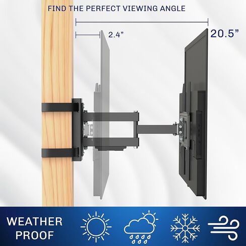 VIVO Outdoor No Drill Full Motion Gazebo TV Mount for 32 to 70 inch Screens, Articulating Bracket Holds up to 110 lbs, VESA up to 400x400, Black, MOUNT-GTM70 in Saudi Arabia