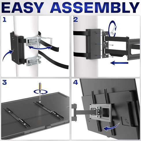 VIVO Outdoor No Drill Full Motion Gazebo TV Mount for 32 to 70 inch Screens, Articulating Bracket Holds up to 110 lbs, VESA up to 400x400, Black, MOUNT-GTM70 in Saudi Arabia