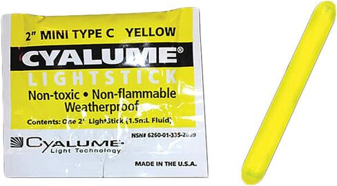 Cyalume ChemLight Mini Light Stick، درجة عسكرية، مدة 4 ساعات، 2 بوصة، 50 عبوة in Kuwait