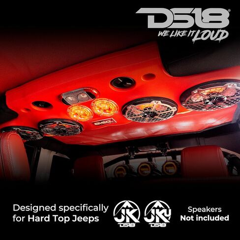 DS18 JK-SBAR.HT Sound Bar Compatible with Jeep JK/JKU Overhead Soundbar System Fits 4X 8 Speakers (Not Included) 4X RGB Tweeters and 2X Compression Drivers, Harness Included Easy Installation (Black) in Saudi Arabia