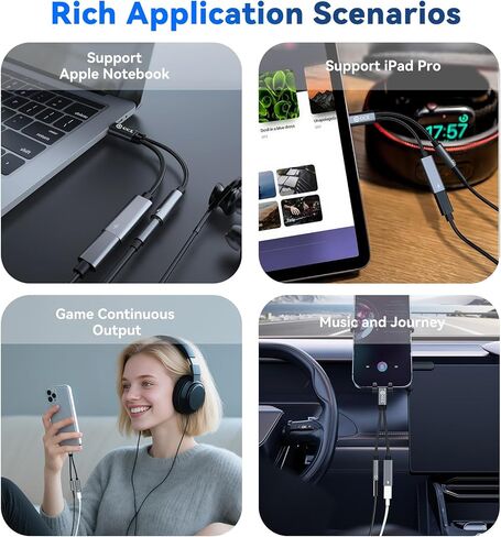USB C Splitter for KZ ZS10 PRO IEM, Headphones USBC Splitter 1 in 2 Out, USB-C DAC to 3.5mm Headphone and Charger Adapter, CCZ CA01 Dongle Audio Cable with PD 15W Charging for iPhone Samsung Galaxy in Saudi Arabia