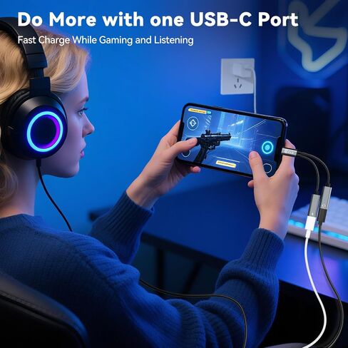 USB C Splitter for KZ ZS10 PRO IEM, Headphones USBC Splitter 1 in 2 Out, USB-C DAC to 3.5mm Headphone and Charger Adapter, CCZ CA01 Dongle Audio Cable with PD 15W Charging for iPhone Samsung Galaxy in Saudi Arabia