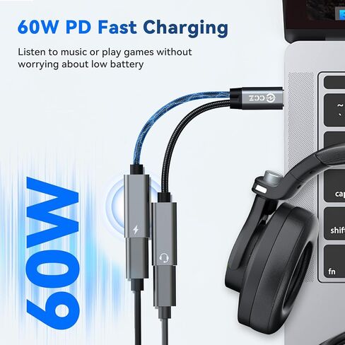 USB C Splitter for KZ ZS10 PRO IEM, Headphones USBC Splitter 1 in 2 Out, USB-C DAC to 3.5mm Headphone and Charger Adapter, CCZ CA01 Dongle Audio Cable with PD 15W Charging for iPhone Samsung Galaxy in Saudi Arabia