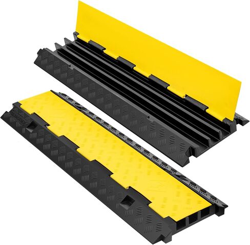 2 Pack 5 Channel Cable Protector Ramp Traffic Wire and Hose Ramp Cord Cover Heavy Duty Channels 18,000 lbs Load Capacity Cable Wire Ramp Speed Bump Driveway Cable Ramp Protective Cover in Saudi Arabia