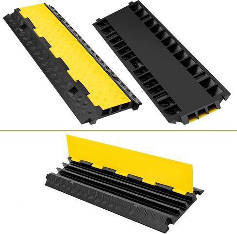 2 Pack 5 Channel Cable Protector Ramp Traffic Wire and Hose Ramp Cord Cover Heavy Duty Channels 18,000 lbs Load Capacity Cable Wire Ramp Speed Bump Driveway Cable Ramp Protective Cover in Saudi Arabia