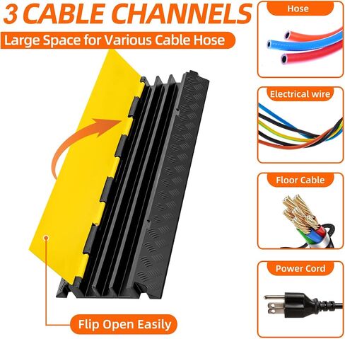 2 Pack 5 Channel Cable Protector Ramp Traffic Wire and Hose Ramp Cord Cover Heavy Duty Channels 18,000 lbs Load Capacity Cable Wire Ramp Speed Bump Driveway Cable Ramp Protective Cover in Saudi Arabia