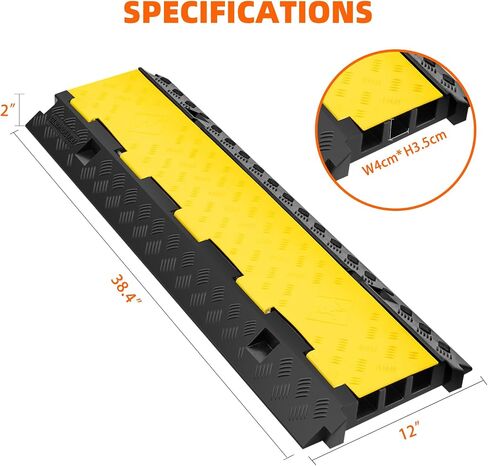 2 Pack 5 Channel Cable Protector Ramp Traffic Wire and Hose Ramp Cord Cover Heavy Duty Channels 18,000 lbs Load Capacity Cable Wire Ramp Speed Bump Driveway Cable Ramp Protective Cover in Saudi Arabia