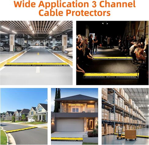 2 Pack 5 Channel Cable Protector Ramp Traffic Wire and Hose Ramp Cord Cover Heavy Duty Channels 18,000 lbs Load Capacity Cable Wire Ramp Speed Bump Driveway Cable Ramp Protective Cover in Saudi Arabia