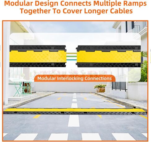 2 Pack 5 Channel Cable Protector Ramp Traffic Wire and Hose Ramp Cord Cover Heavy Duty Channels 18,000 lbs Load Capacity Cable Wire Ramp Speed Bump Driveway Cable Ramp Protective Cover in Saudi Arabia