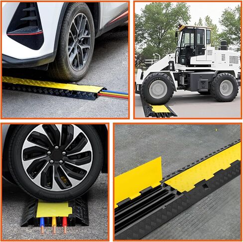 2 Pack 5 Channel Cable Protector Ramp Traffic Wire and Hose Ramp Cord Cover Heavy Duty Channels 18,000 lbs Load Capacity Cable Wire Ramp Speed Bump Driveway Cable Ramp Protective Cover in Saudi Arabia