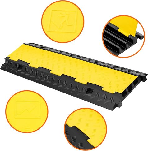 2 Pack 5 Channel Cable Protector Ramp Traffic Wire and Hose Ramp Cord Cover Heavy Duty Channels 18,000 lbs Load Capacity Cable Wire Ramp Speed Bump Driveway Cable Ramp Protective Cover in Saudi Arabia
