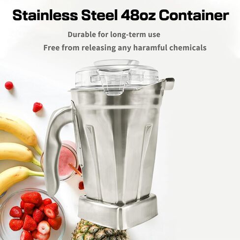 حاوية من الفولاذ المقاوم للصدأ 48 أوقية ، متوافقة مع Vitamix جميع سلسلة خلاطات Vitamix Glends ، PRO ، سلسلة تجارية ، BPA Free One Year Series in Saudi Arabia