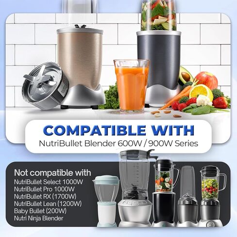 بديل شفرة متوافقة مع Nutribullet 600W/900W Pro Series Blender - يشمل حلقة ختم الحشية - قطع غيار بديل Nutribullet لـ Bullet Blender ، Nutri Bullet Pro 900 in Saudi Arabia