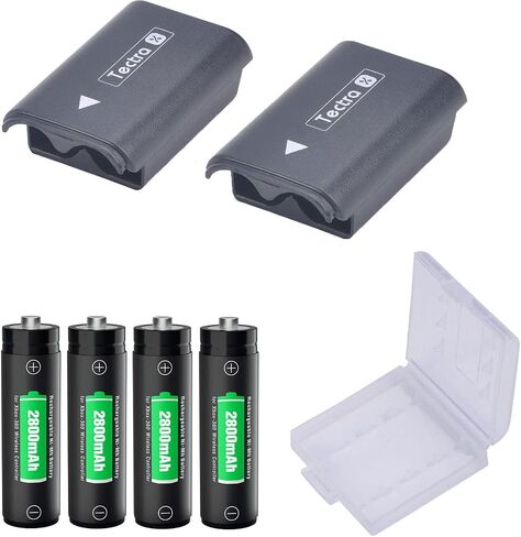 بطارية استبدال Tectra لـ Xbox 360 ، 4pcs AA Ni-MH قابلة لإعادة الشحن حزمة + شاحن LCD مع أغطية خلفية للبطارية لوحدة التحكم اللاسلكية Xbox 360 in Saudi Arabia