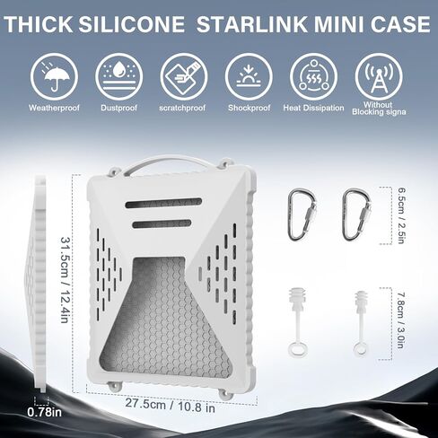 Acover Starlink Mini Protection Cover ، علبة السيليكون السائل لإكسسوارات STARLINK MINI SATELLITE DISH مقاومة للماء وغطاء مضاد للخلع مع مقبض وخطاف مثالي للسفر في الهواء الطلق RV/Camping (Gery) in Saudi Arabia