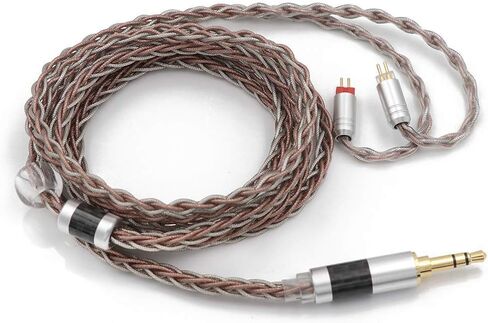Linsoul TRIPOWIN C8 8-Core Silver Copper Foil Braided Earphone Upgrade Cable, In Ear Monitor Cable, Tinsel Silver Copper Wire, with 3.5mm Audio Jack for Musicial Audiophile(Without Mic, Recessed 2pin) in Saudi Arabia