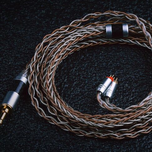 Linsoul TRIPOWIN C8 8-Core Silver Copper Foil Braided Earphone Upgrade Cable, In Ear Monitor Cable, Tinsel Silver Copper Wire, with 3.5mm Audio Jack for Musicial Audiophile(Without Mic, Recessed 2pin) in Saudi Arabia