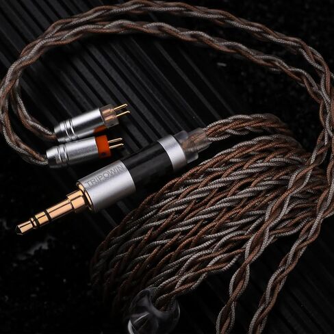 Linsoul TRIPOWIN C8 8-Core Silver Copper Foil Braided Earphone Upgrade Cable, In Ear Monitor Cable, Tinsel Silver Copper Wire, with 3.5mm Audio Jack for Musicial Audiophile(Without Mic, Recessed 2pin) in Saudi Arabia