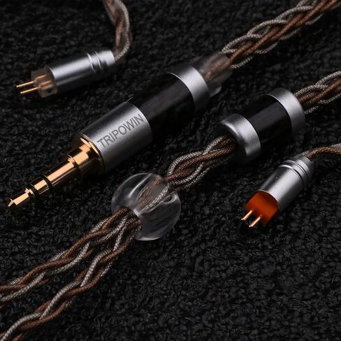 Linsoul TRIPOWIN C8 8-Core Silver Copper Foil Braided Earphone Upgrade Cable, In Ear Monitor Cable, Tinsel Silver Copper Wire, with 3.5mm Audio Jack for Musicial Audiophile(Without Mic, Recessed 2pin) in Saudi Arabia