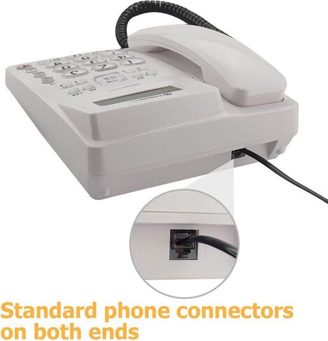 UVITAL 33 قدم سلك خط كابل سلك خط الأرض مع سلك كابل السلك مع المقابس القياسية RJ-11 6P4C (10M ، 1PACK) (أسود) in Kuwait