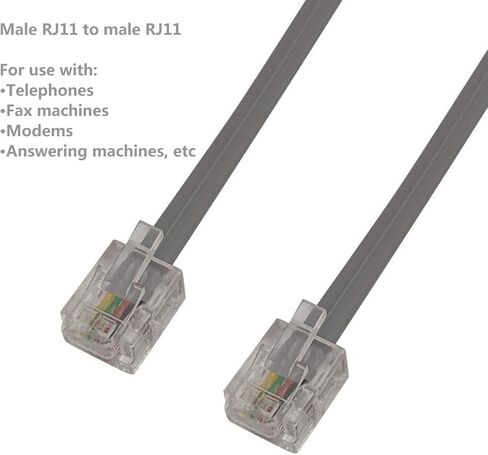 UVITAL 33 قدم سلك خط كابل سلك خط الأرض مع سلك كابل السلك مع المقابس القياسية RJ-11 6P4C (10M ، 1PACK) (أسود) in Kuwait
