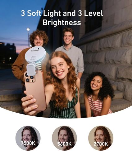 TELESIN Clip-on Selfie Ring Light, Rechargeable Portable 360° LED Selfie Fill Light with Mirror for Phone/iPhone Photography, Computer Laptop Video Conference, TikTok, Zoom Calls, Girl Makeup in Saudi Arabia