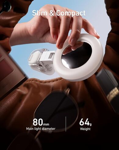 TELESIN Clip-on Selfie Ring Light, Rechargeable Portable 360° LED Selfie Fill Light with Mirror for Phone/iPhone Photography, Computer Laptop Video Conference, TikTok, Zoom Calls, Girl Makeup in Saudi Arabia