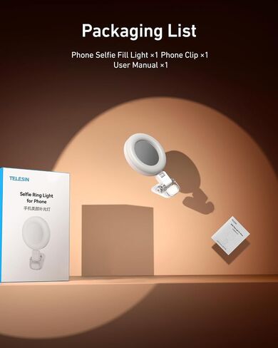 TELESIN Clip-on Selfie Ring Light, Rechargeable Portable 360° LED Selfie Fill Light with Mirror for Phone/iPhone Photography, Computer Laptop Video Conference, TikTok, Zoom Calls, Girl Makeup in Saudi Arabia