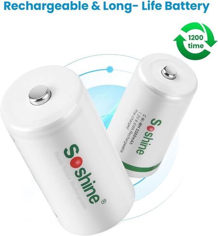 شاحن بطارية SOSHINE AA AAA ، شاحن بطارية 8 BAY C D لبطاريات AAA/AA/SC/C/D NI-MH NI-CD (شحن USB سريع ، فتحة مستقلة) (C02+AAA1100) in Saudi Arabia