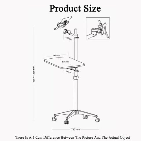 Laptop Floor Stand,Lifting and Rotating Computer Table,Movable Aluminum Alloy Projector Shelf,for Home Outdoor Office(Black) in Saudi Arabia